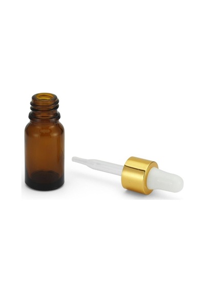 20ml - Amber Damlalıklı Kahverengi Cam Şişe - 10 Adet