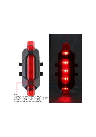Aqy 300 Lümen Usb Şarjlı Bisiklet Ön Arka Far Stop Işık Seti Siyah