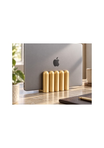 Dora Dekoratif Dikey Macbook Standı - Metalik Altın