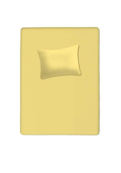 %100 Pamuklu Bebek Lastikli Çarşaf 60x120+20 Bebek Yastık Kılıfı 35x45 Sarı