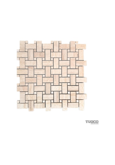 Tuqco Doğal Taş Basket Weave Traverten Cilalı Mermer Mozaik