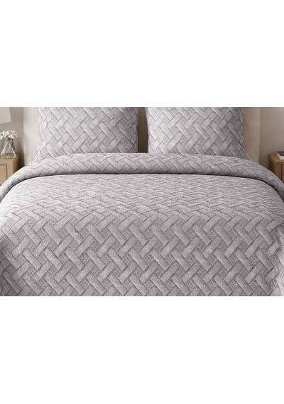 Merinos Elegance Yatak Örtüsü Seti Çift Aleda Gri