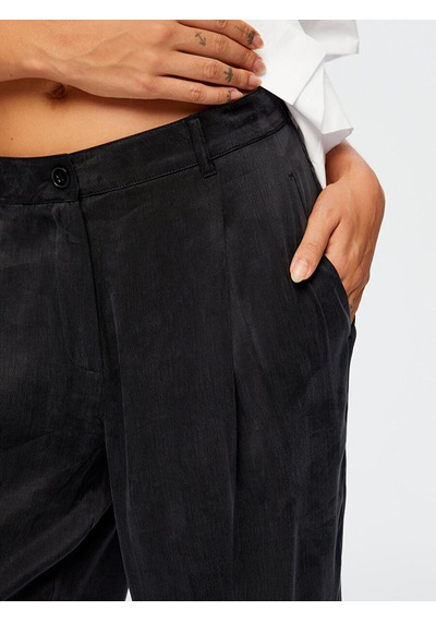 Faik Sönmez Pilili Wıde Leg Fıt Tenselli Pantolon W26pnt005 Uw26pnt00510 Siyah