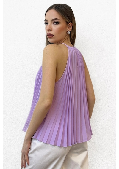 Piliseli Halter Yaka Lila Bluz LILA