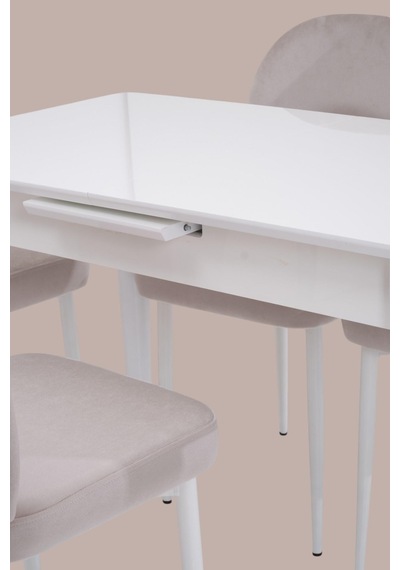 Melisa Mdf Lak Panel Açılır Mutfak Masası 60x100 beyaz