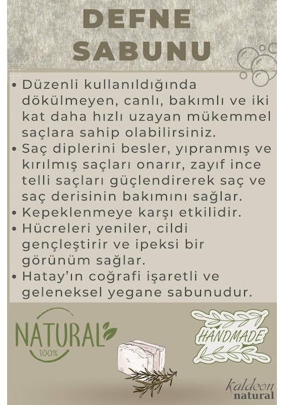 Zeytinyağlı Defne Sabunu El Yapımı Doğal 120 G x 3 Adet