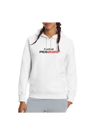 Pes 2020 S Baskılı Beyaz Kadın Kapşonlu Sweatshirt
