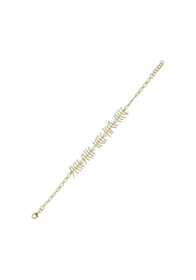 5,5 Mm Kılçık Model Doğal İncili Bileklik Gold Sarı Altın