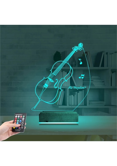 Luvivia Çello Enstrüman Müzik Kişiye Özel 3d Lamba - Masa Gece Lambası