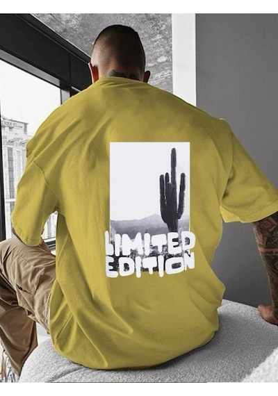 Lımıted Edıtıon Baskılı Oversize Tişört Sari