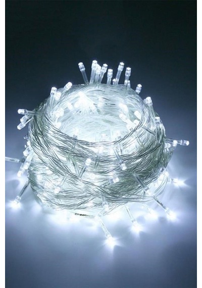 Tedaks 100 Ledli 8 Fonksiyonlu 10 Metre Led Aydınlatma Dekor Lambası Beyaz Beyaz