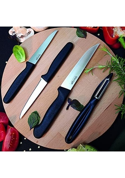 Cut 4 Fresh Sebze Soyacak Ve Bıçak Seti 4 Parça Siyah St-401