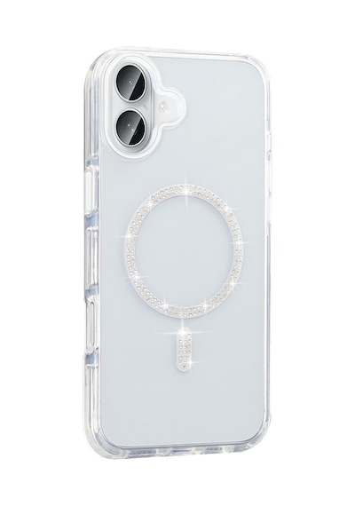 Techaks Apple Uyumlu iPhone 16 Pro Max Kılıf Taşlı Tasarım M-safe Şarj Özellikli Zore Koment Silikon Kapak - Gold Altın