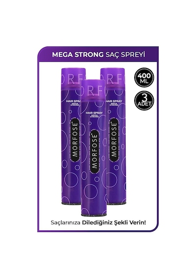 Morfose Mega Strong Saç Spreyi 400 Ml Adet 3 Adet