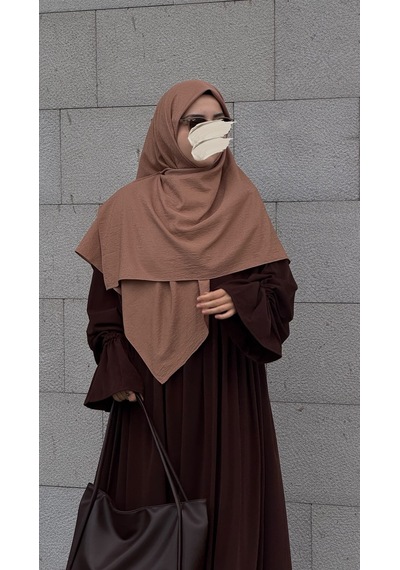 Qalortex Scarf Premium Jakarlı Hüma Büyük Boy Eşarp -vizon