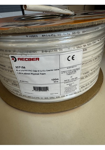 Reçber Rg U/6 Phy-pvc 1,02/4,60 Mm Uydu/anten Kablo 100 Metre