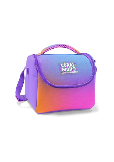 Coral High İlkokul Kız Çocuk Okul Beslenme Çantası, Turuncu Mor Renk Geçişli, Termoslu Isı Yalıtımlı Mavi - Turuncu