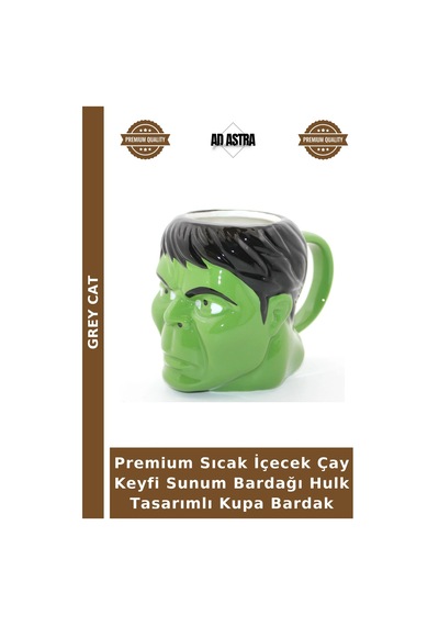 Premium Sıcak İçecek Çay Keyfi Sunum Bardağı Hulk Tasarımlı Kupa Bardak Çok Renkli