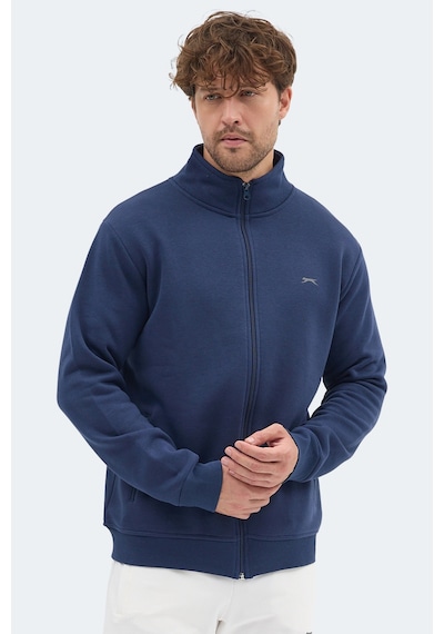 Slazenger Mendoza I Erkek Fermuarlı Dik Yaka Cepli Lacivert Sweatshırt Lacivert