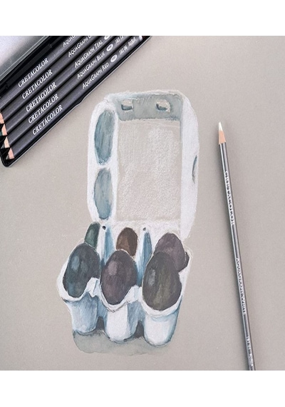 Cretacolor 6'lı Aquarell Sulandırılabilir Fırçalı Karakalem Eskiz Dereceli Çizim Kalemi Seti