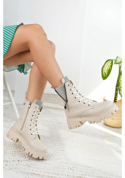 Nesil Shoes İfs 308 Ten Taşlı Kadın Bot-ten Ten