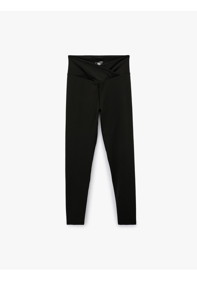 Koton Yüksek Bel Slim Fit Kemer Detaylı Spor Tayt Siyah 6sak40462nk