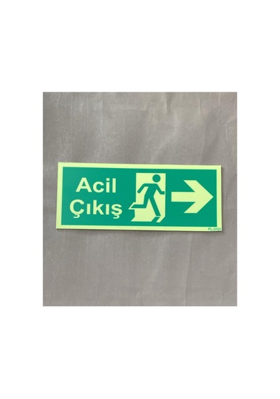 Fosforlu Fotolümen Folyolu Sağ Yönlü Çıkış Exıt Yön Levhası 29x12 Cm