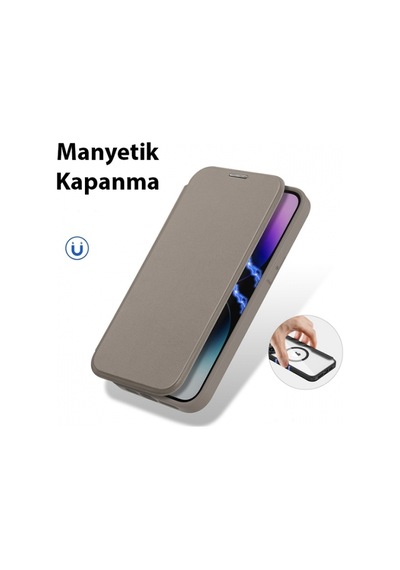 More TR Dux Ducis Apple Uyumlu iPhone 14 Pro 6.1 Kılıf Skin X Pro Series MagSafe Kapaklı Kılıf Folio Case - Bej