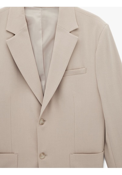 Koton Regular Fit Uzun Kollu Cepli Düğmeli Gömlek Yaka Blazer Ceket Bej 6sam50005nw Ekru