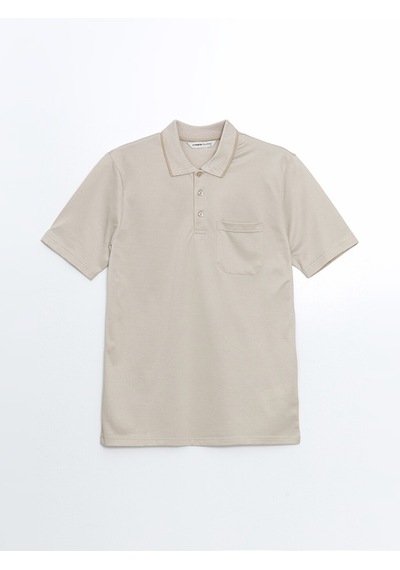 Lcwaıkıkı Classic Bej Polo Yaka Kısa Kollu Merserize Görünümlü Erkek Tişört