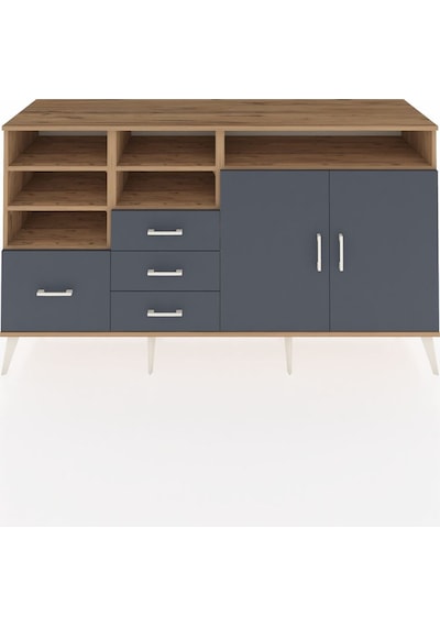 Kronos Konsol 7 Raflı 4 Çekmeceli 2 Kapaklı 176x59x99 Çam-antrasi Çam-antrasit