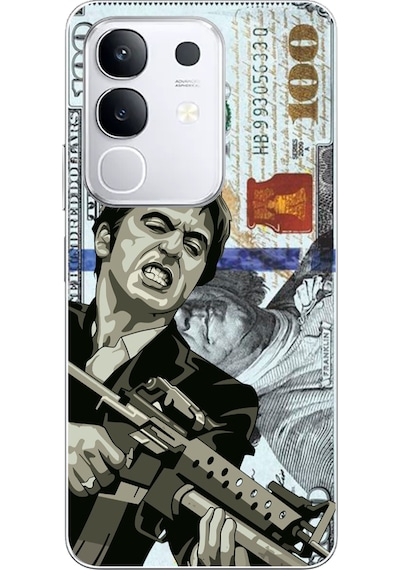 Vivo Y29 Uyumlu Scarface Dolar Tasarımlı Baskılı Silikon Kılıf Renkli