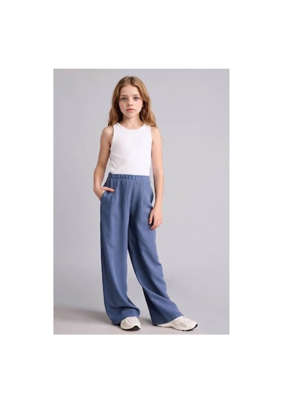 Defacto Wıde Leg Geniş Paça Keten Karışımlı Pantolon Kız Çocuk H1212a826smın245 İndigo-ın245