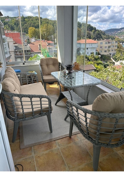 Tu Tienda Kartepe 2 1 1 Rattan Bahçe Balkon Takimi,bej Kumaş/gri Rattan Örgü Bej