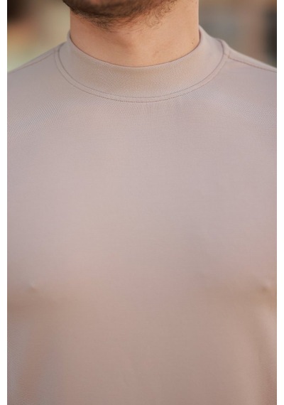 Veraura Lifestyle Erkek Yarım Balıkçı Yaka Kısa Kollu T-shirt bej