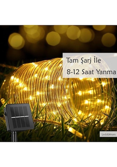 Solar Güneş Enerjili 100 Led 12 Metre Su Geçirmez Flex Boru Bahçe Balkon Işığı Diğer