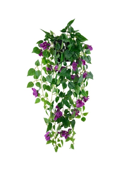 Yapay Çiçek Saksıda Mor Begonvil Çiçeği 9 Dallı 100cm Sarkan Çiçek