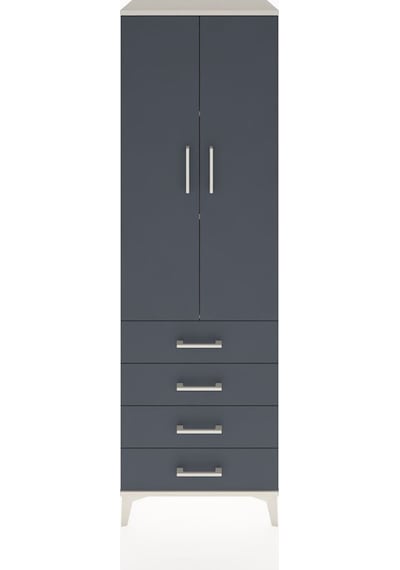 Hyperion Dolap 3 Raflı 4 Çekmeceli 2 Kapaklı 60x44x195 Aytaşı-antrasit Aytası