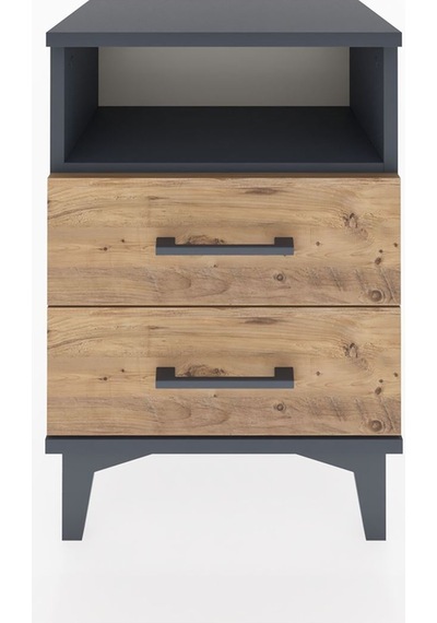 Arges Komodin Tek Raflı 2 Çekmeceli 44x30x64 Antrasit-çam Antrasit