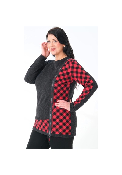 Lady Majestic Kadın Büyük Beden Sweatshirt Kırmızı