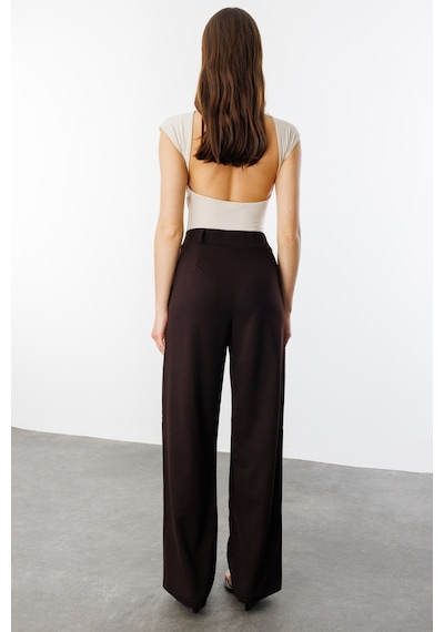 Genius Store Kadın Oversize Palazzo Pantolon Pantolon-001 Kahverengi