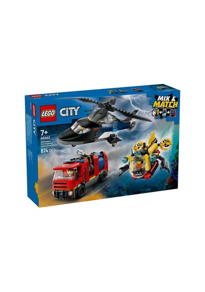 Lego City 60462 Helicopter, Fire Truck And Submarine Remix