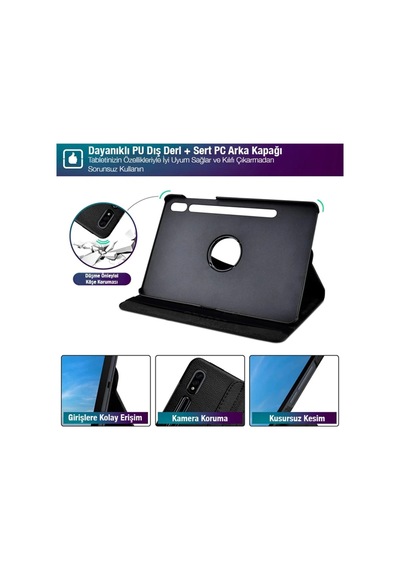 Sm Samsung Uyumlu Galaxy Tab S8 2022 11.0 X700-x706 360 Derece Döner Standlı Kılıf- 5775 - Hs08374206-6054 Siyah Arka Kapak Sm Samsung Uyumlu Galaxy Tab S8 2022 11.0 X700-x706 360 Derece Döner Standlı Kılıf- 5775 - Hs08374206-6054 Siyah Arka Kapak