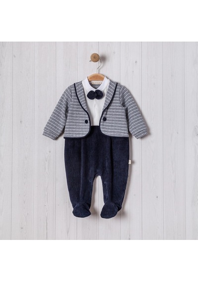 Lamato Baby Sahte Ceketli Balıksırtı Bebe Erkek Tulum Lacivert