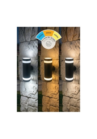 Siyah Yuvarlak Kasa 18w Renk Seçimli Led Duvar Apliği Siyah - 942747485 Siyah
