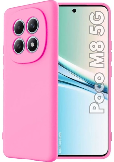 Poco M8 5g Uyumlu Silikon Kılıf - Pastel Renk Tonu Kamera Korumalı Esnek Kapak - Pembe