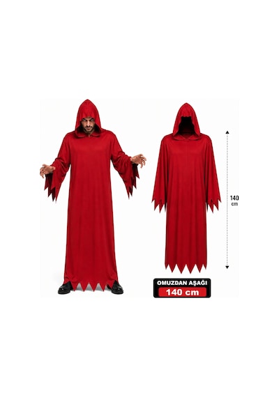 Yetişkin Kırmızı Kapüşonlu Cellat Hayalet Kostümü 140 Cm