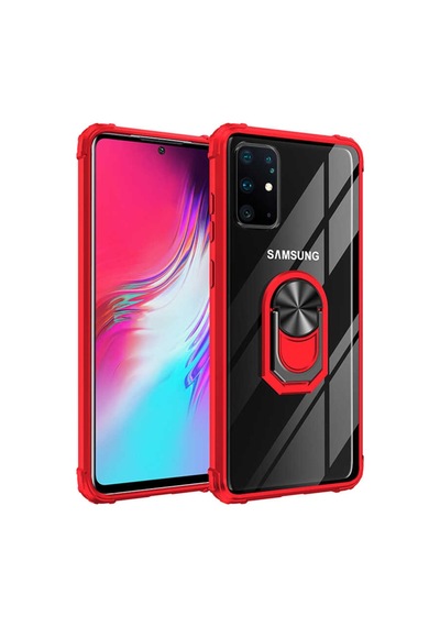 Samsung Uyumlu Galaxy S20 Plus Kılıf Standlı Yüzüklü Mola Silikon Kapak