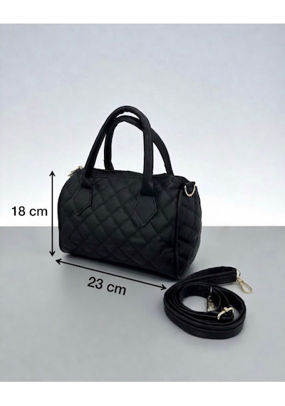Addy Noir Quilted Kapitone Mini Varil Anne Omuz Ve El Çantası Siyah