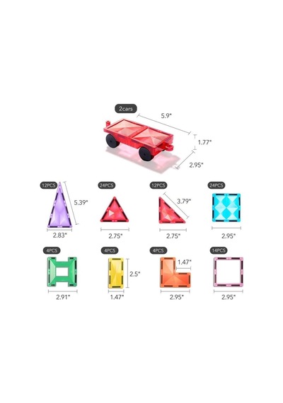 Karın Bölgesier Renkli Magnetic Tiles - 100 Parça